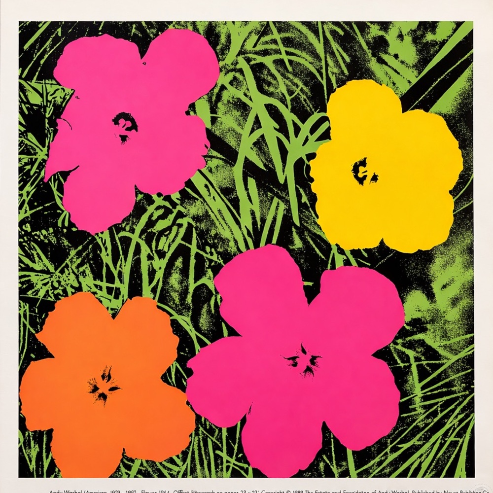 Andy Warhol Flowers 1964 Print 1989 Licensed Lithograph Neues Pop Art 12x16